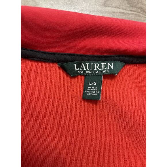 Lauren Ralph Lauren Jacket Women Large Red Black Full Zip Track Pockets - Picture 4 of 10